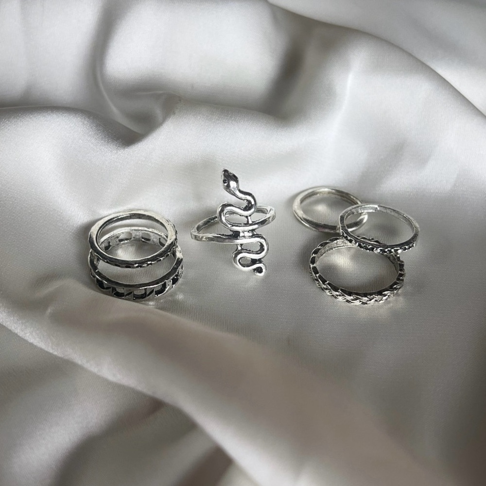 6PC SILVER RING SET - Picture 2 of 2